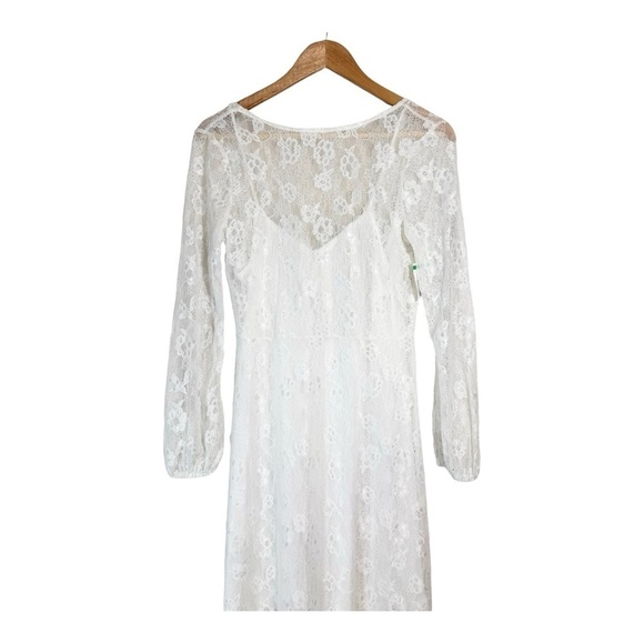 Open Edit Sheer Lace Long Sleeve Maxi Dress in White NWT - Picture 5 of 11